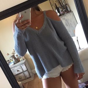 Cold shoulder knit sweater